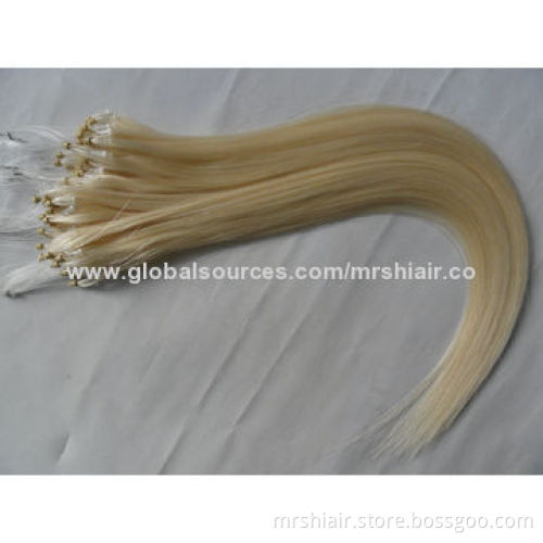 18-inch European Blond Silk Straight Micro Loop Ring Hair Extensions